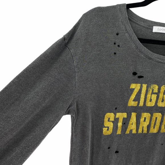 Daydreamer Gray Long Sleeve Tee with Gold Print - Picture 6 of 12